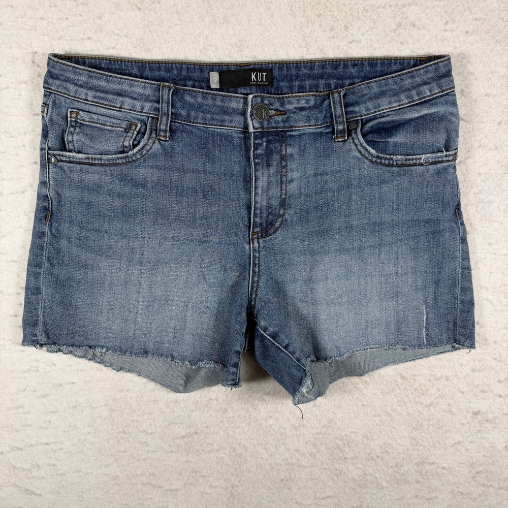 Kut From The Kloth Womens‎ Size 12 Blue Denim Stretch Raw Hem Jean Shorts